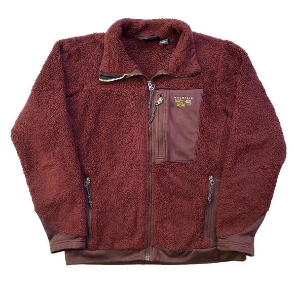 Mountain Hardware Zip Up Fleece Jacket Deep Pile Monkey Red Maroon Women Medium - Picture 1 of 8